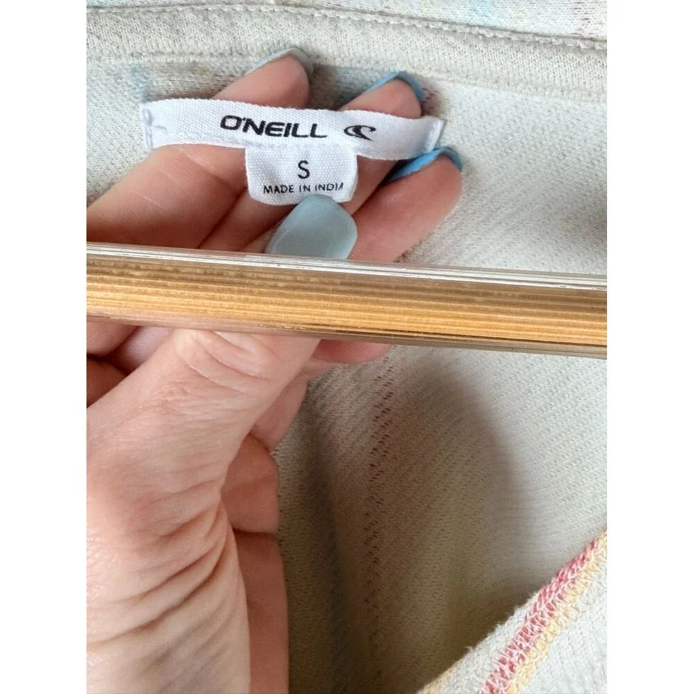O'Neill Striped Knit Hoodie Small V Neck Pullover Sweater